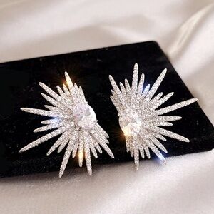 Silverplated Starburst crystal & rhinestone bling wedding, bridal party …